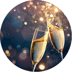 光り輝く夜景を背景に、シャンパンで乾杯する優雅な瞬間。