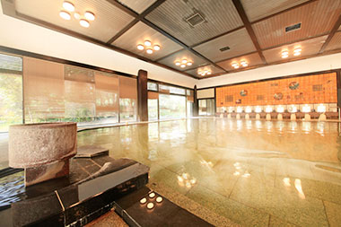 Indoor hot spring flowing from the source